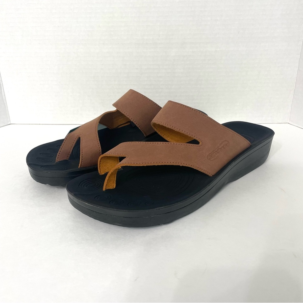 Aerothotic Odal Split Toe Women's Sandal Brown Arch Support Sz US10 EU40 New